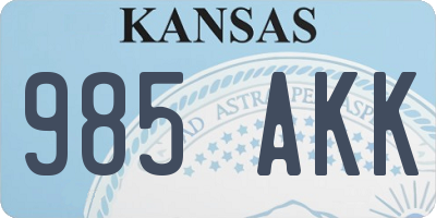 KS license plate 985AKK