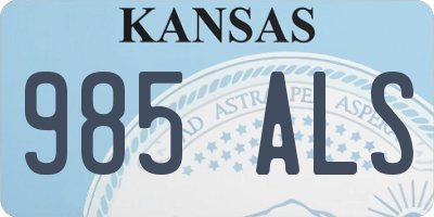 KS license plate 985ALS