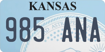 KS license plate 985ANA