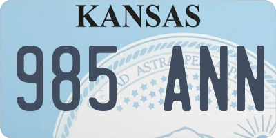KS license plate 985ANN