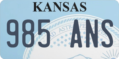 KS license plate 985ANS