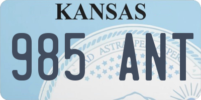 KS license plate 985ANT