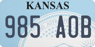 KS license plate 985AOB