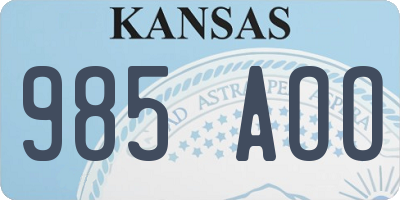 KS license plate 985AOO