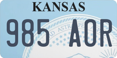 KS license plate 985AOR