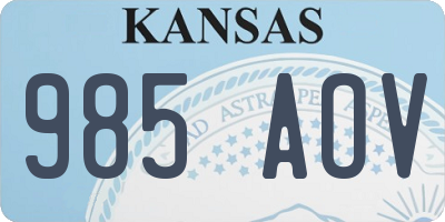 KS license plate 985AOV