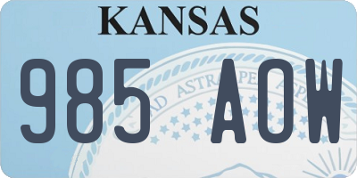 KS license plate 985AOW