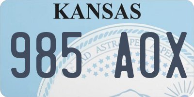KS license plate 985AOX