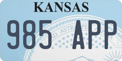 KS license plate 985APP