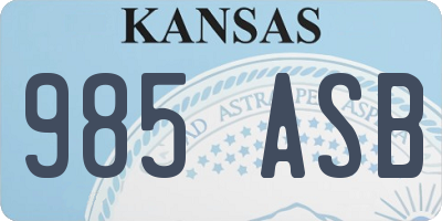 KS license plate 985ASB