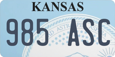 KS license plate 985ASC