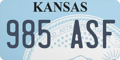 KS license plate 985ASF