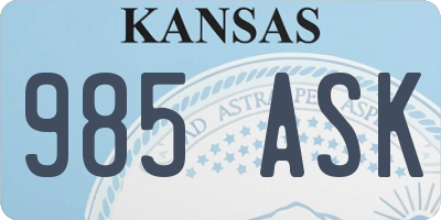 KS license plate 985ASK
