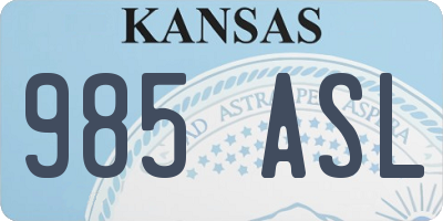 KS license plate 985ASL