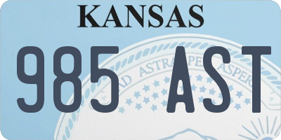 KS license plate 985AST