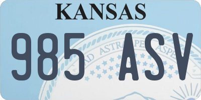 KS license plate 985ASV