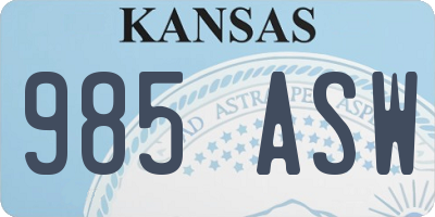 KS license plate 985ASW