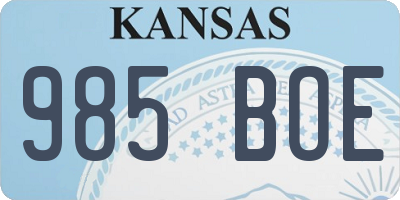 KS license plate 985BOE