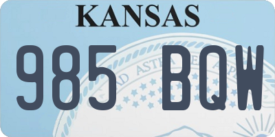 KS license plate 985BQW