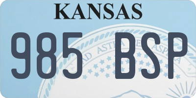 KS license plate 985BSP