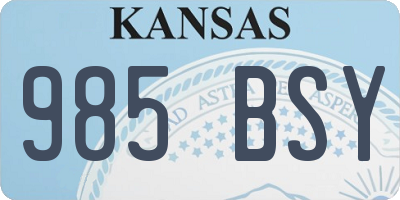 KS license plate 985BSY