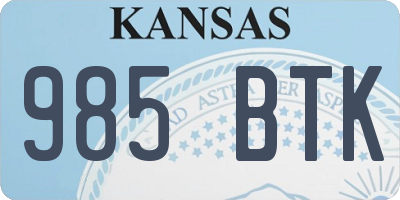 KS license plate 985BTK