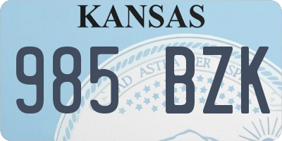 KS license plate 985BZK