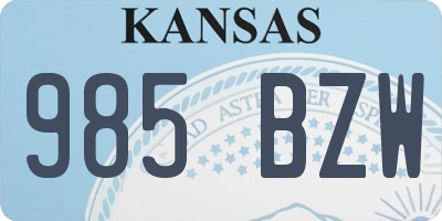 KS license plate 985BZW