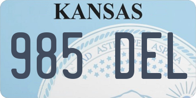 KS license plate 985DEL