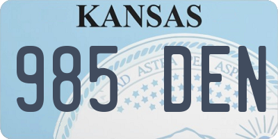 KS license plate 985DEN