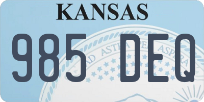 KS license plate 985DEQ