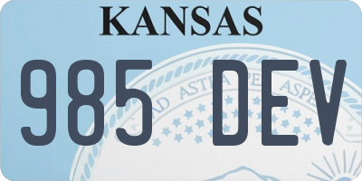 KS license plate 985DEV