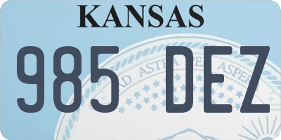 KS license plate 985DEZ