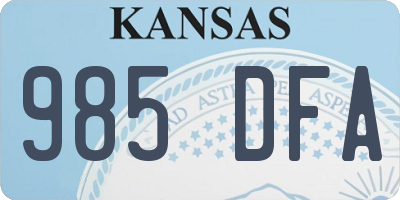 KS license plate 985DFA