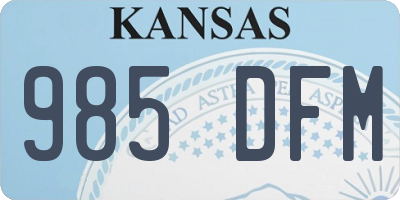 KS license plate 985DFM
