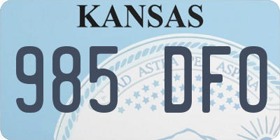 KS license plate 985DFO