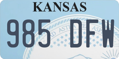 KS license plate 985DFW