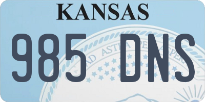KS license plate 985DNS