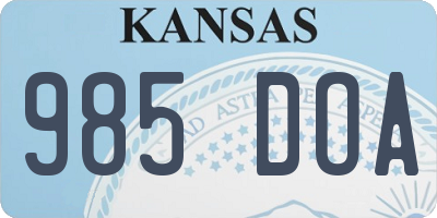 KS license plate 985DOA
