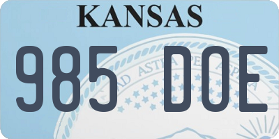 KS license plate 985DOE