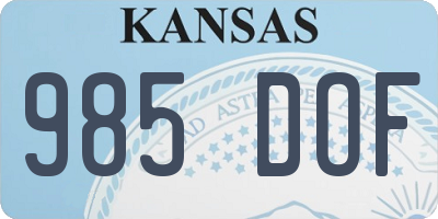 KS license plate 985DOF