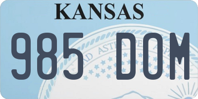 KS license plate 985DOM