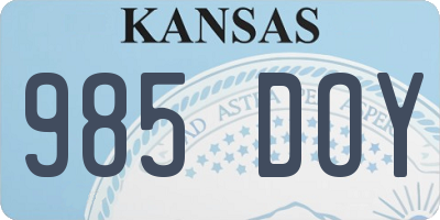 KS license plate 985DOY
