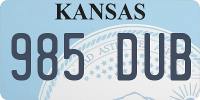 KS license plate 985DUB