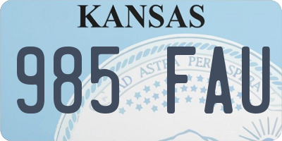 KS license plate 985FAU