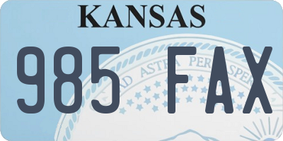 KS license plate 985FAX