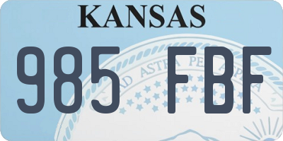 KS license plate 985FBF