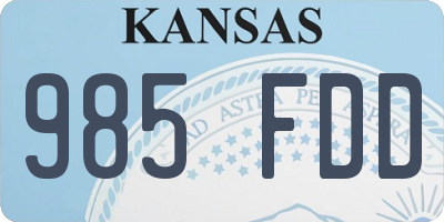 KS license plate 985FDD