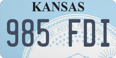 KS license plate 985FDI