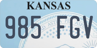 KS license plate 985FGV